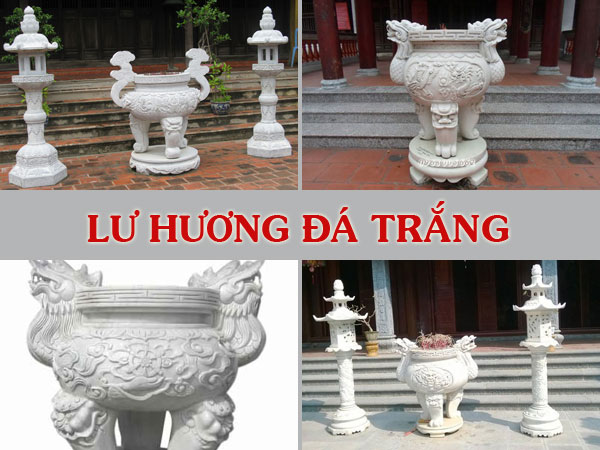 Lư hương đá trắng đẹp